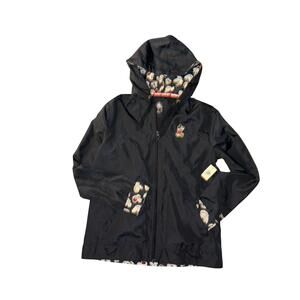 Disney Hooded Jacket Black Mickey Mouse Print Zip Closure kids  Streetwear Fun S